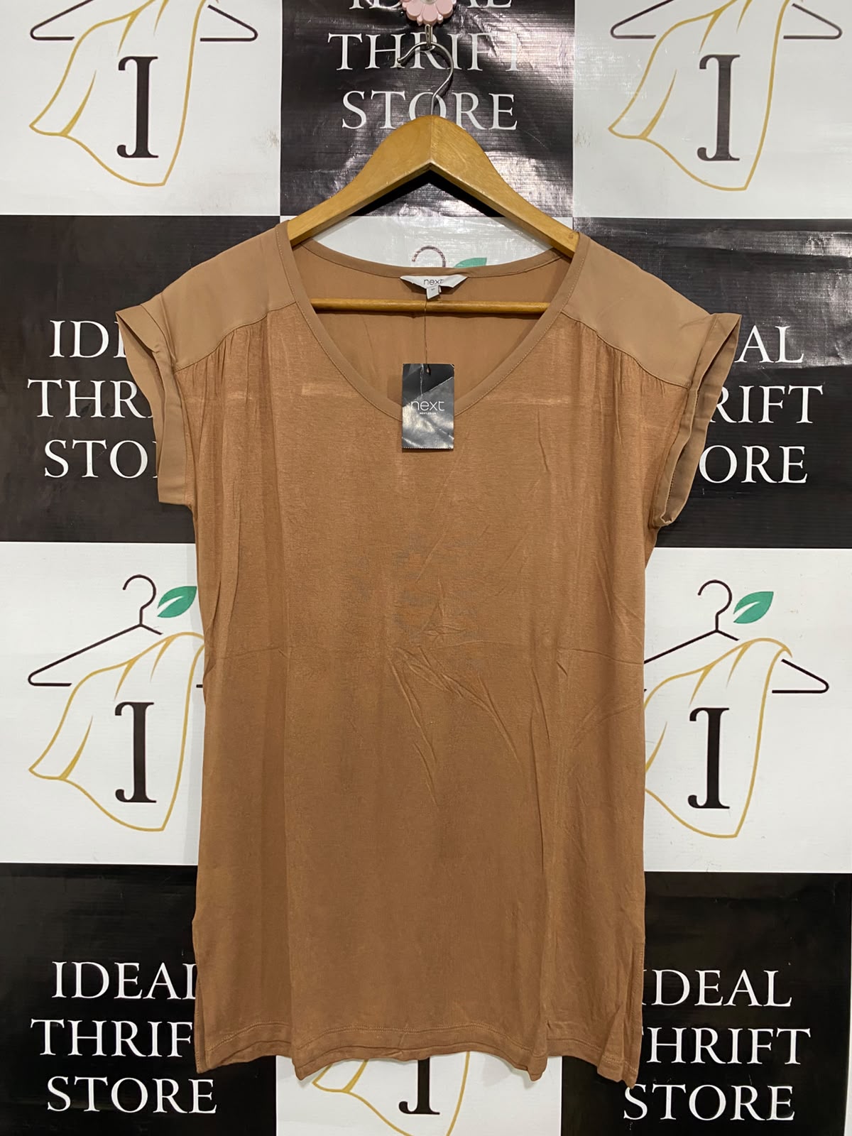 NEXT |M| BUST 19| A49| CAMEL NEXT CONTRAST-SHOULDER TECHNICAL UTILITY TUNIC TOP