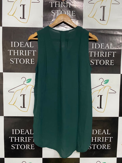 H&M |S| BUST 19| A49| DARK GREEN SLEEVELESS V-NECK TECHNICAL UTILITY TUNIC TOP