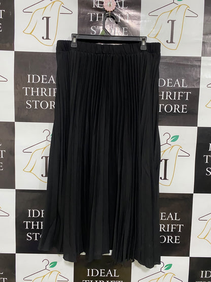 NEW LOOK |XL| WAIST 33| A49| BLACK PLEATED TECHNICAL UTILITY MIDI SKIRT