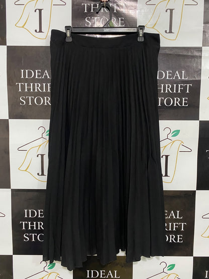 NEW LOOK |XL| WAIST 33| A49| BLACK PLEATED TECHNICAL UTILITY MIDI SKIRT