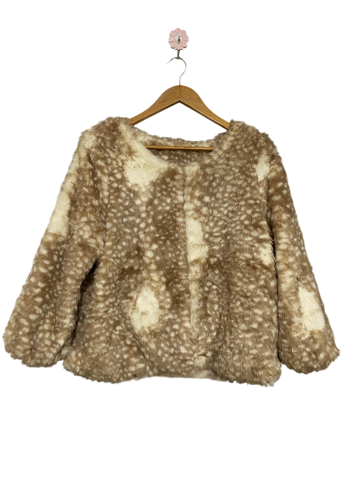 STANDARD |S| BUST 15| A51| FAWN AND CREAM FAUX-FUR FAUN-PATTERN TECHNICAL UTILITY JACKET