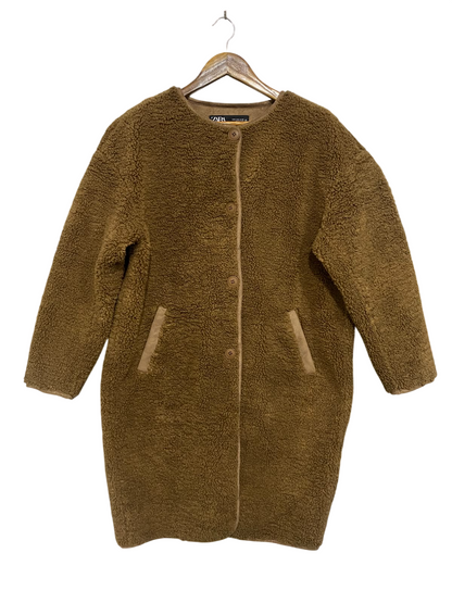 ZARA |S| BUST 24| A51| BROWN ZARA SHERPA FLEECE COAT TECHNICAL UTILITY OUTERWEAR