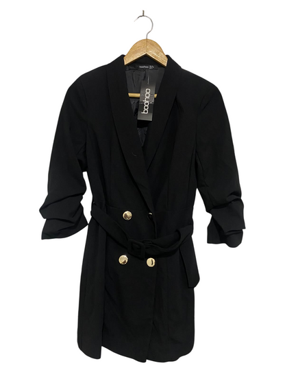BOOHOO |M| BUST 17| A51| BLACK DOUBLE-BREASTED BELTED TECHNICAL UTILITY BLAZER DRESS