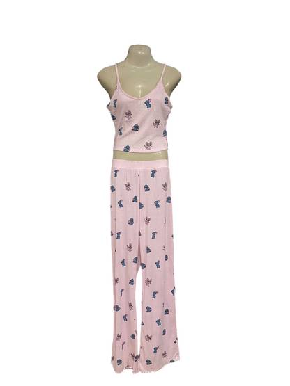 DISNEP |S| A51| PINK STITCH PRINT TANK-AND-PANTS TECHNICAL UTILITY LOUNGE SET