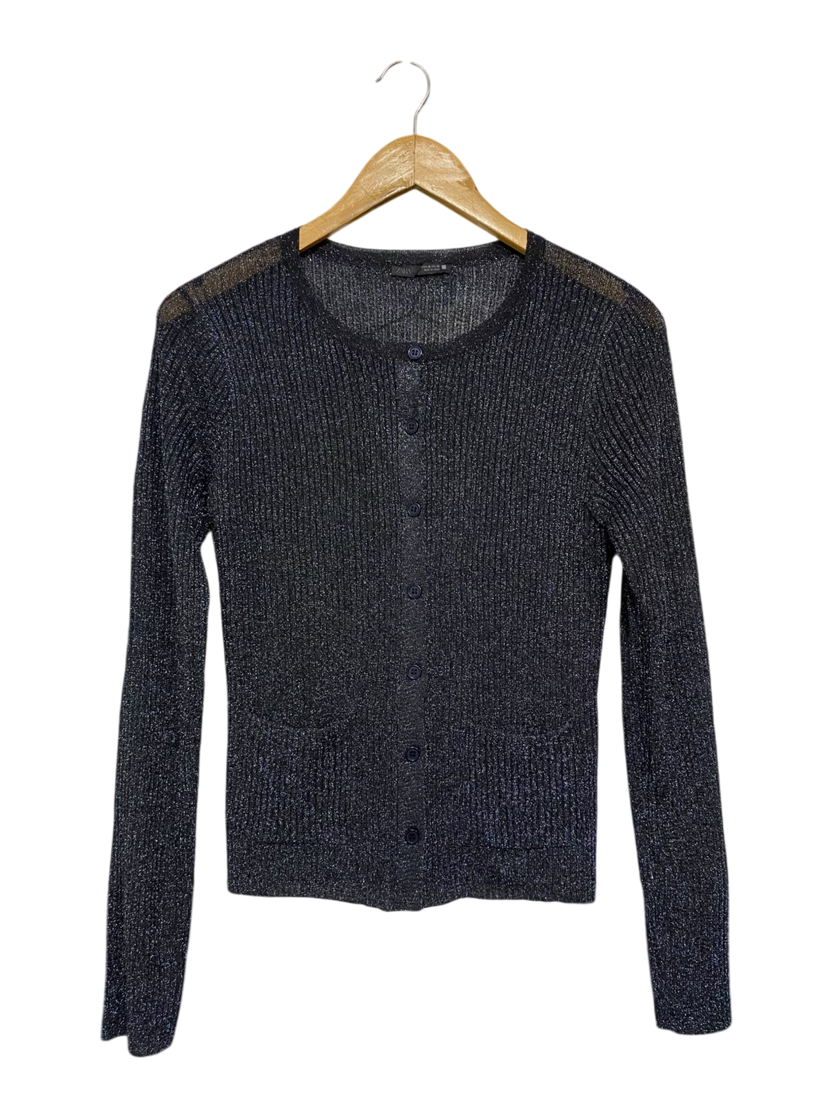 ZARA |M| BUST 15| A51|  CHARCOAL SHIMMER BUTTON-UP TECHNICAL UTILITY CARDIGAN