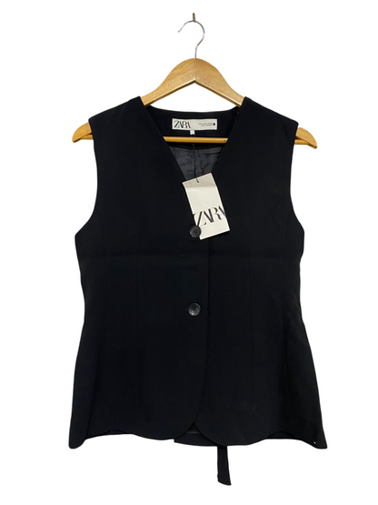 ZARA |M| BUST 18| A51| BLACK TAILORED BUTTON-UP TECHNICAL UTILITY VEST