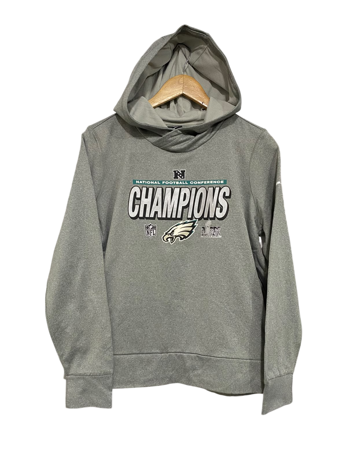 NIKE |L| BUST 22| A51| GREY NFC CHAMPIONS EAGLES TECHNICAL UTILITY HOODIE