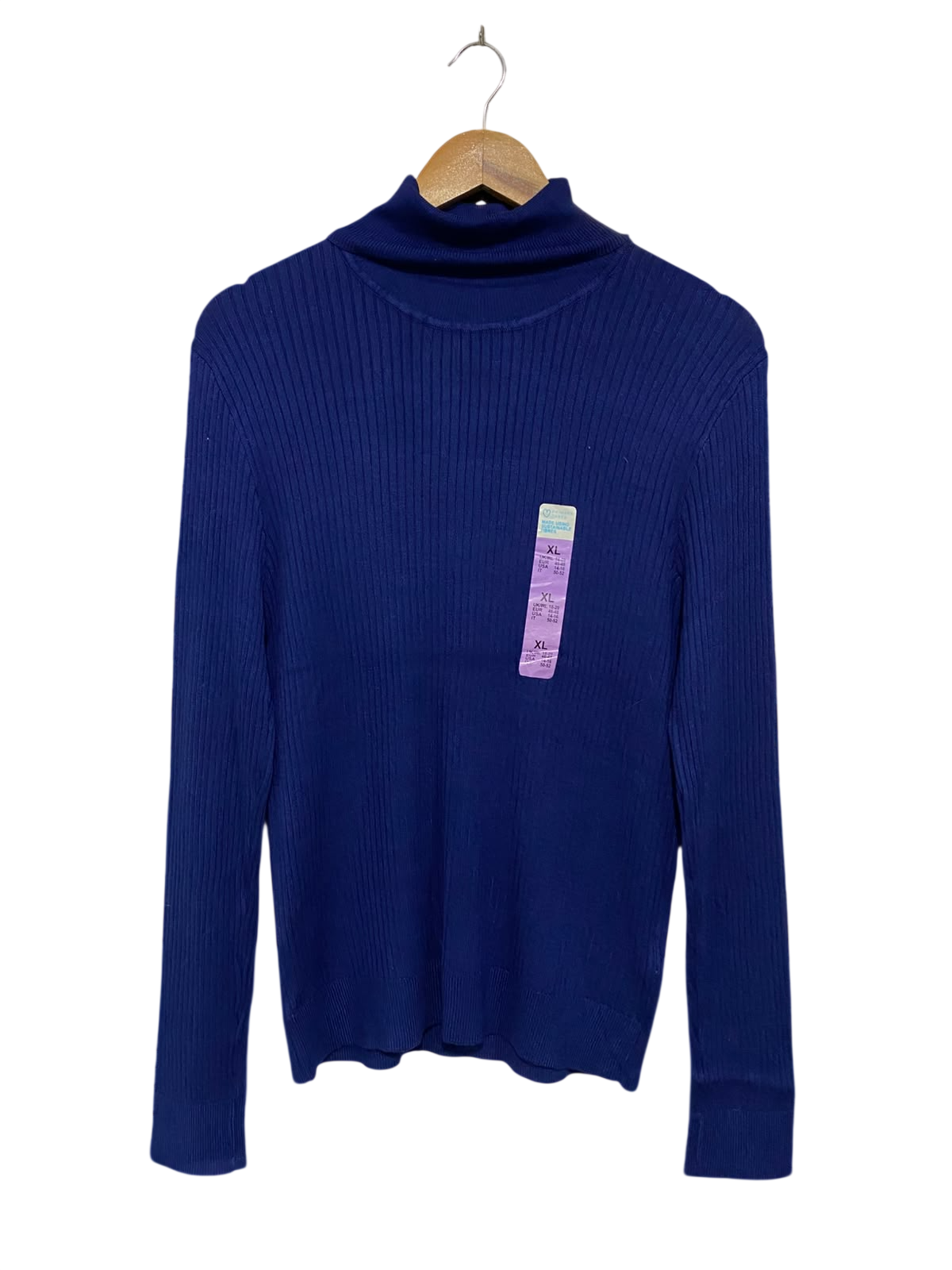 PRIMARK CARES| XL| BUST 18| A51| ROYAL BLUE RIBBED TURTLENECK TECHNICAL UTILITY SWEATER