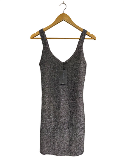 EVENING COLLECTION |S| BUST 13| A51| BLACK SHIMMER V-NECK TECHNICAL UTILITY MINI DRESS