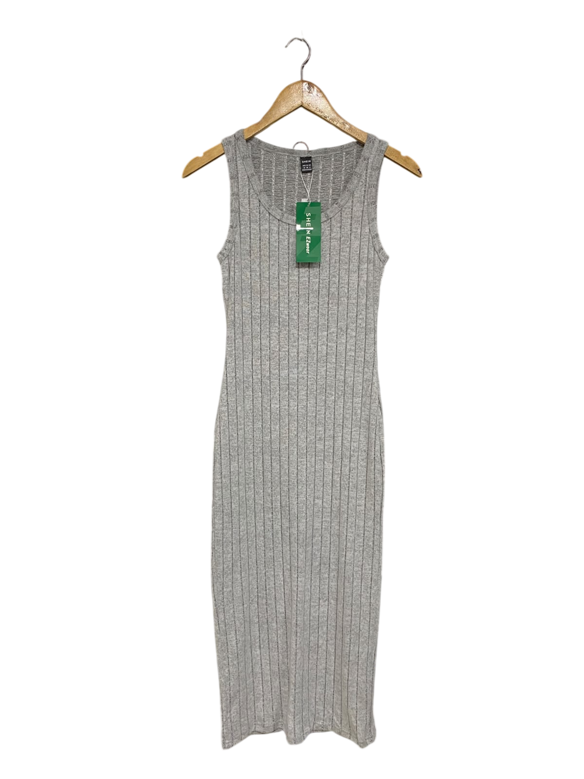 SHEIN |M| BUST 14| A51| GREY RIBBED SCOOP-NECK TECHNICAL UTILITY MIDI DRESS