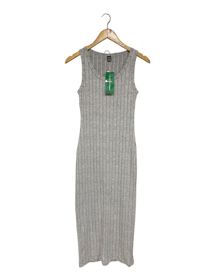 SHEIN |M| BUST 14| A51| GREY RIBBED SCOOP-NECK TECHNICAL UTILITY MIDI DRESS