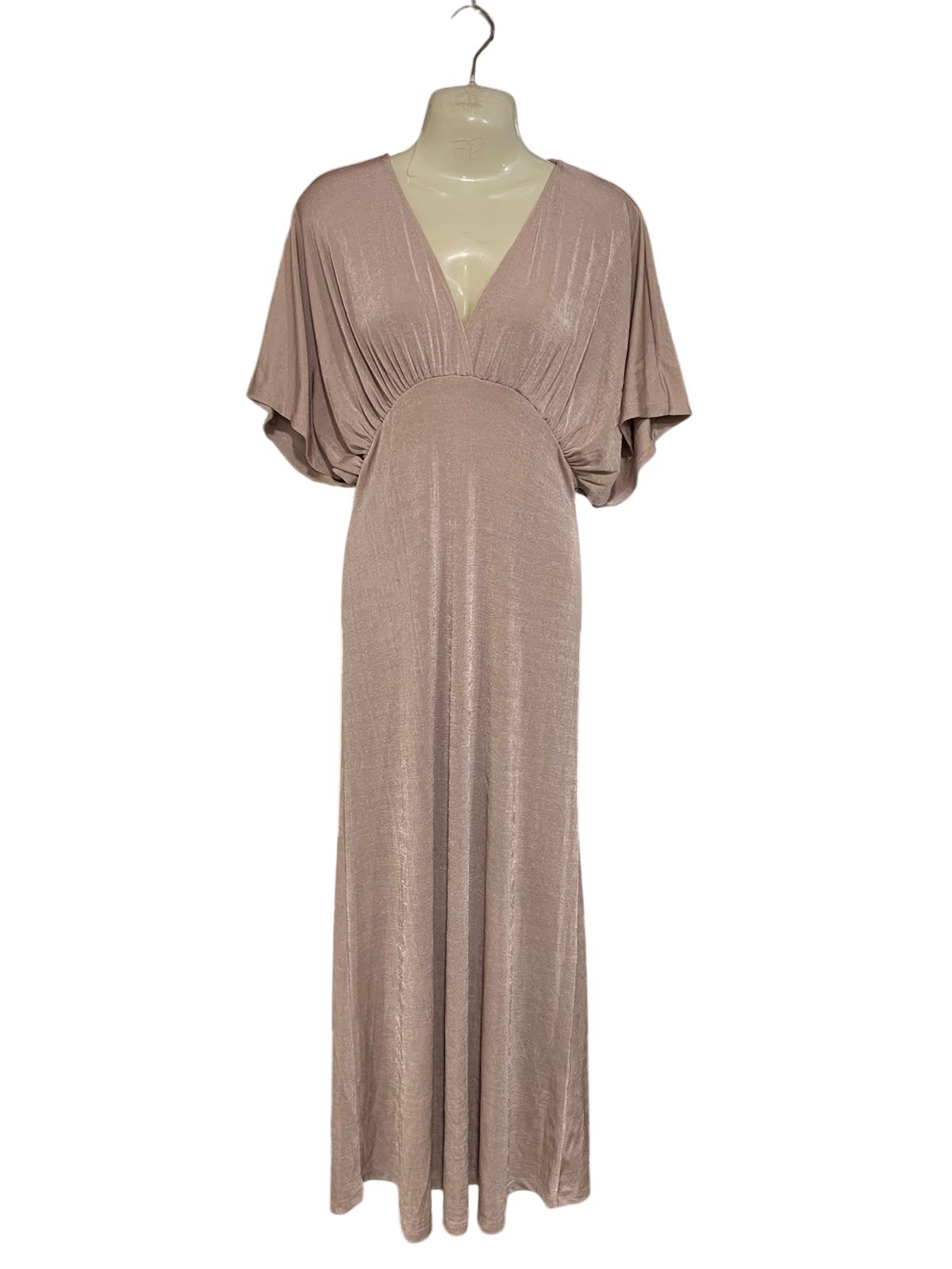 H&M |M| BUST 15| A52| MAUVE SHIMMER V-NECK TECHNICAL UTILITY MAXI DRESS