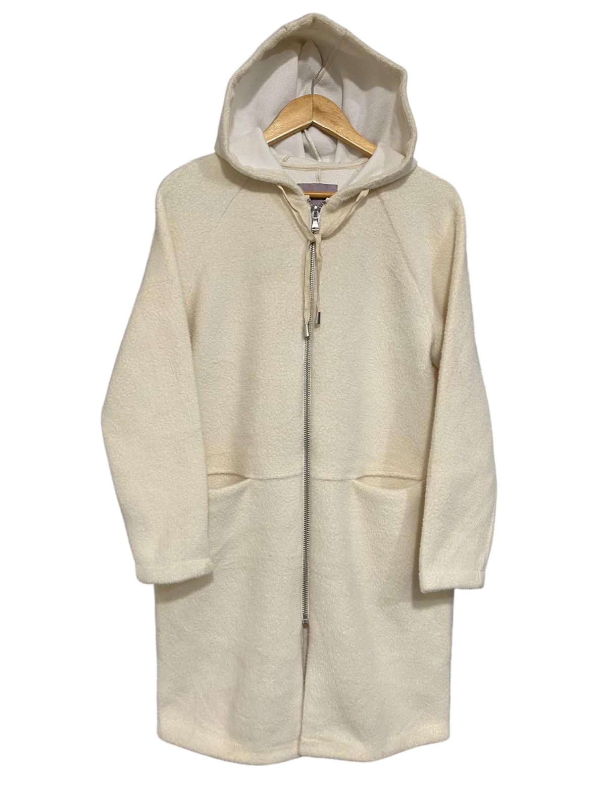 ANA JAKOBS |XS/S| BUST 20| A52| CREAM HOODED FULL-ZIP TECHNICAL UTILITY COAT