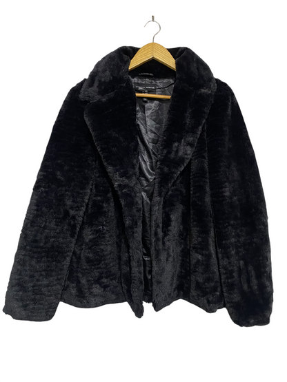 DOROTHY PERKINS |XL| BUST 23| A52| BLACK FAUX-FUR NOTCH-LAPEL TECHNICAL UTILITY JACKET