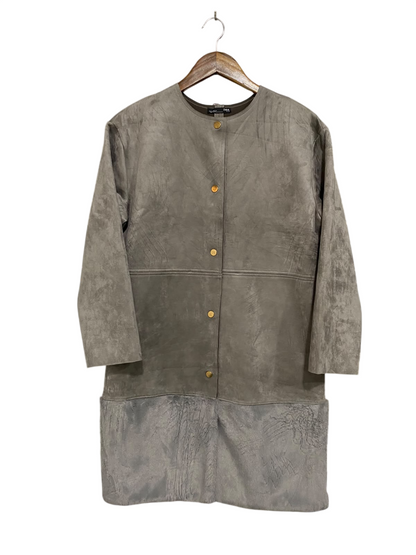 ZARA |S| BUST 20| A52| GREY SUEDE-EFFECT SNAP-FRONT TECHNICAL UTILITY COAT