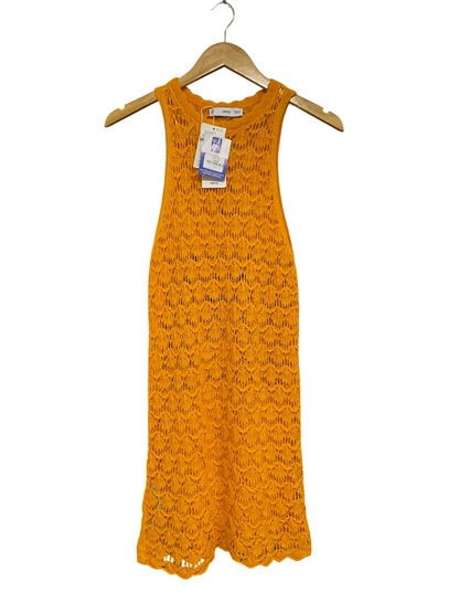MNG |S| BUST 13| A52| MUSTARD CROCHET-STYLE KNIT TECHNICAL UTILITY MIDI DRESS