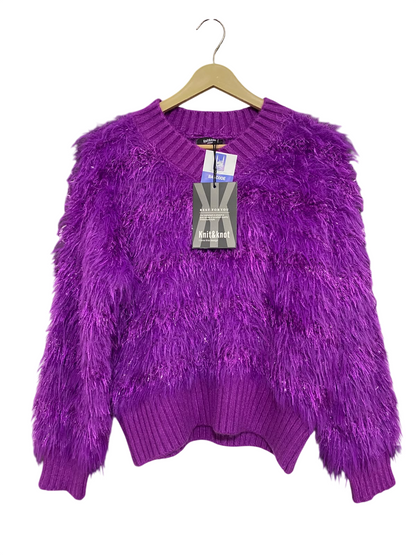 KNIT & KNOT |M| BUST 21| A52| VIBRANT PURPLE FEATHER-EFFECT TECHNICAL UTILITY SWEATER
