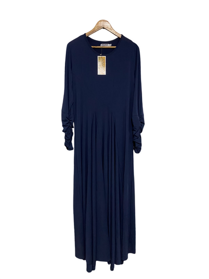 ANAYA |M| BUST 19| A52| NAVY BLUE RUFFLED-SLEEVE TECHNICAL UTILITY MAXI DRESS