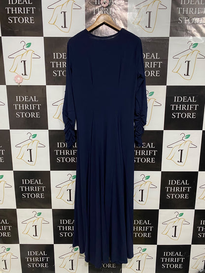 ANAYA |M| BUST 19| A52| NAVY BLUE RUFFLED-SLEEVE TECHNICAL UTILITY MAXI DRESS