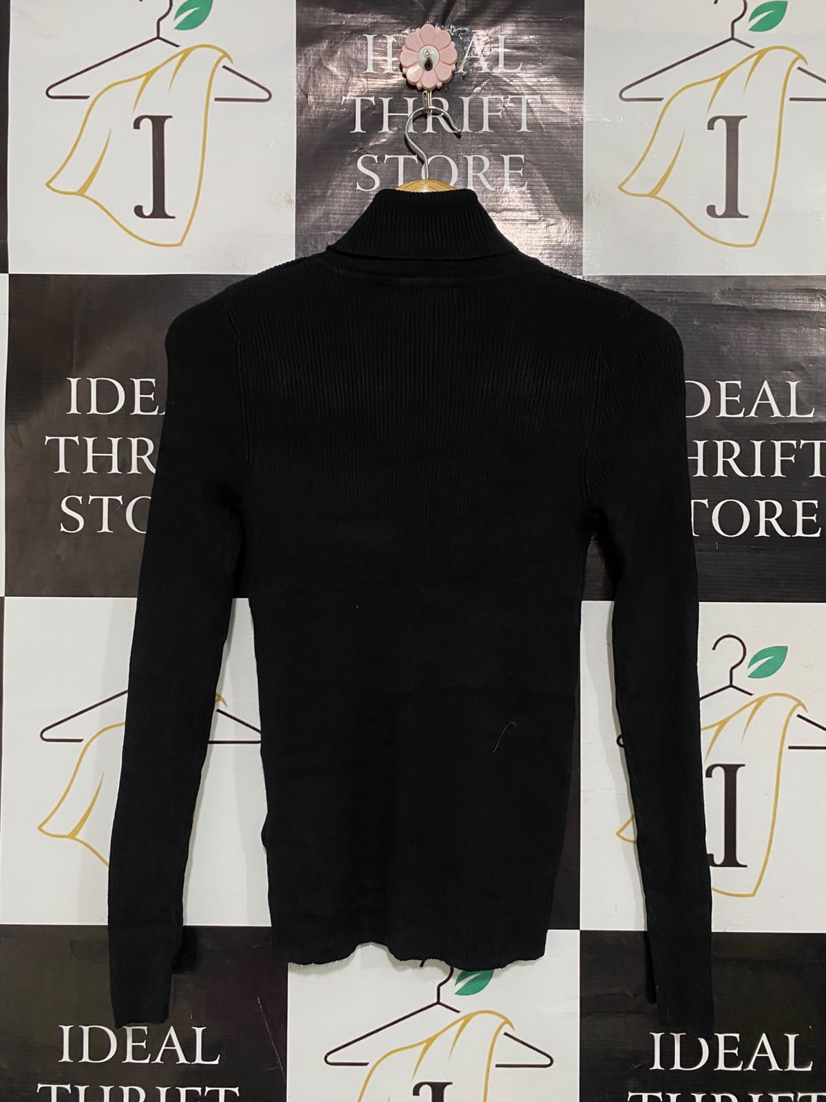 M&S |XS| BUST 13| A52| BLACK M&S TURTLENECK RIBBED TECHNICAL UTILITY TOP