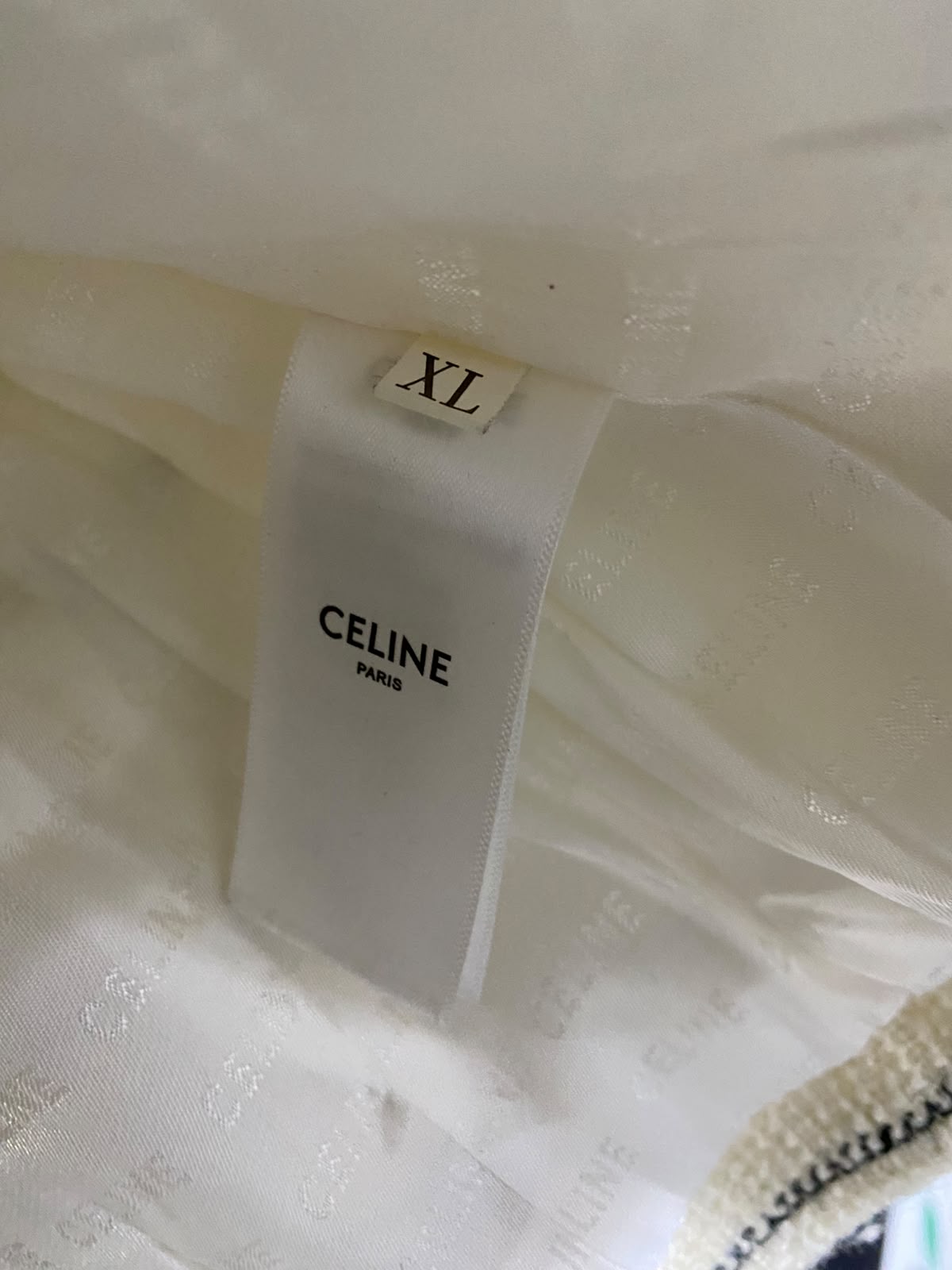 CELINE |XL| BUST 20| A52| CREAM AND BLACK STRIPED TWEED TECHNICAL UTILITY JACKET