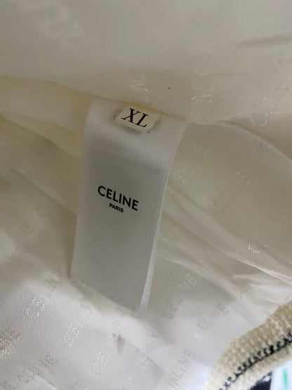 CELINE |XL| BUST 20| A52| CREAM AND BLACK STRIPED TWEED TECHNICAL UTILITY JACKET