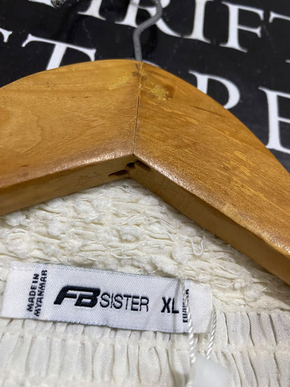 FB SISTER |XL| BUST 15| A52| CREAM TEXTURED FULL-ZIP TECHNICAL UTILITY COLLARED TOP