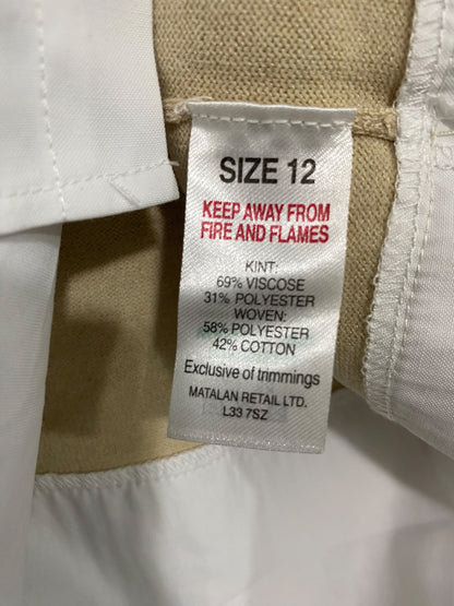 ET VOUS |M| BUST 22| A52| CAMEL AND WHITE LAYERED-LOOK TECHNICAL UTILITY SWEATER VEST TOP