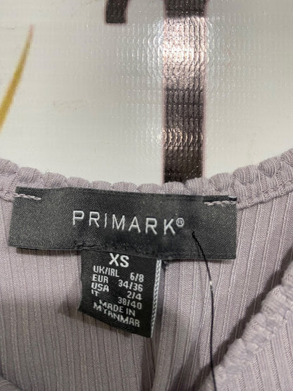 PRIMARK |XS| BUST 15| A52| LILAC RIBBED LOW-SCOOP TECHNICAL UTILITY CROP TOP