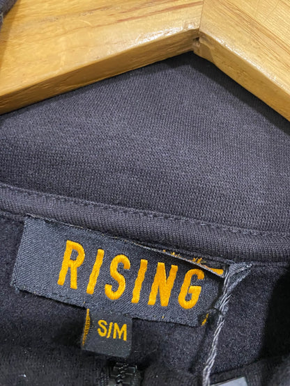 RISING |S/M| BUST 22| A52| BLACK QUARTER-ZIP STAND-COLLAR TECHNICAL UTILITY SWEATSHIRT