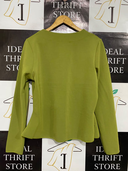 PRIMARK |L| BUST 20| A52| OLIVE GREEN V-NECK PEPLUM TECHNICAL UTILITY JACKET
