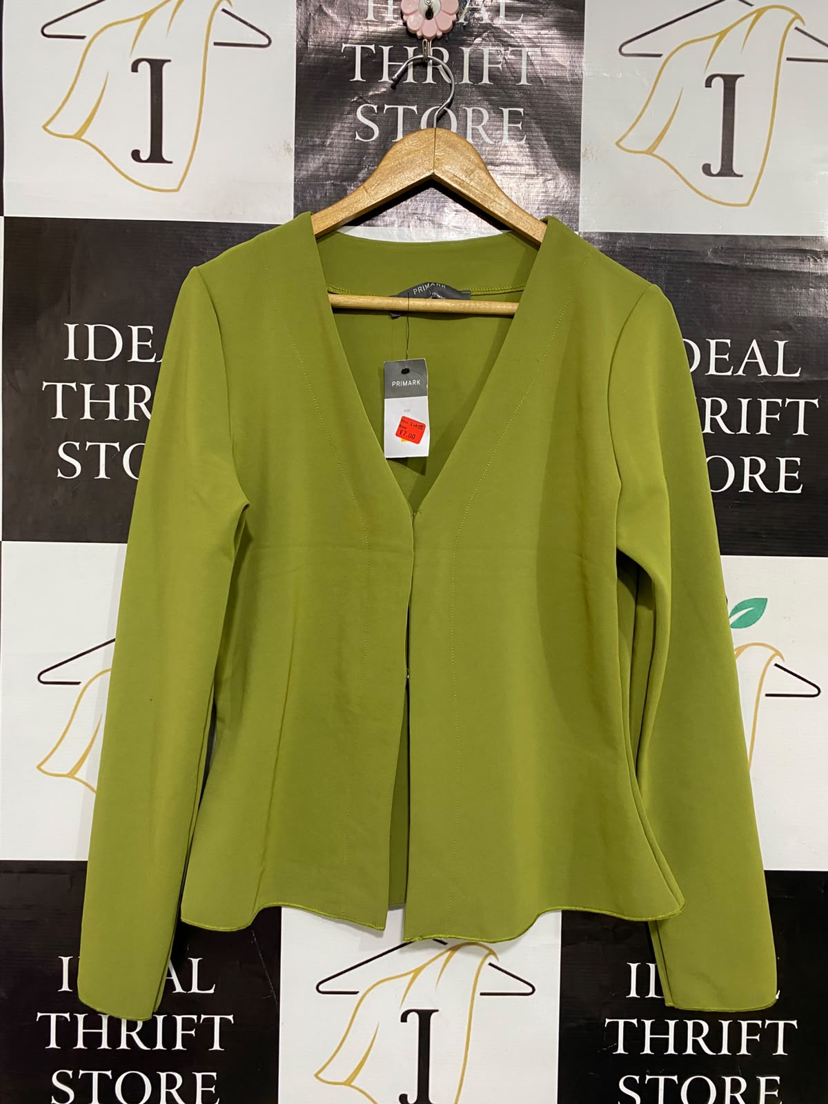 PRIMARK |L| BUST 20| A52| OLIVE GREEN V-NECK PEPLUM TECHNICAL UTILITY JACKET