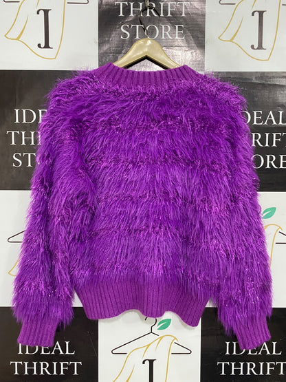 KNIT & KNOT |M| BUST 21| A52| VIBRANT PURPLE FEATHER-EFFECT TECHNICAL UTILITY SWEATER