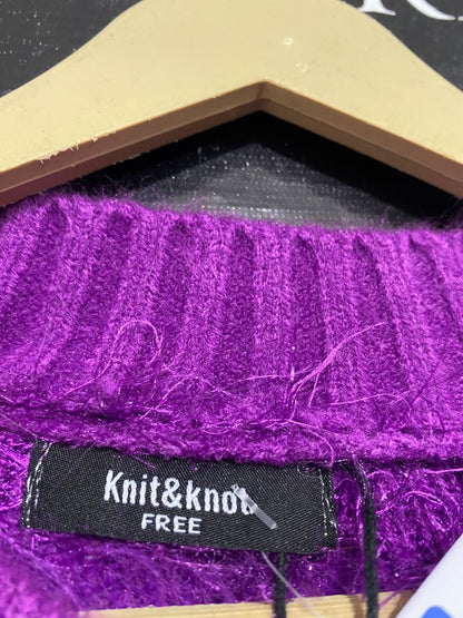 KNIT & KNOT |M| BUST 21| A52| VIBRANT PURPLE FEATHER-EFFECT TECHNICAL UTILITY SWEATER