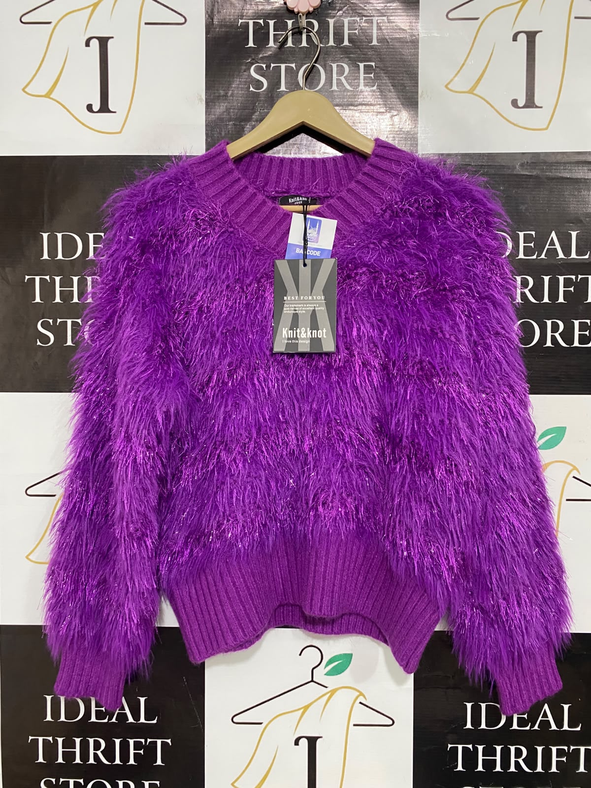 KNIT & KNOT |M| BUST 21| A52| VIBRANT PURPLE FEATHER-EFFECT TECHNICAL UTILITY SWEATER