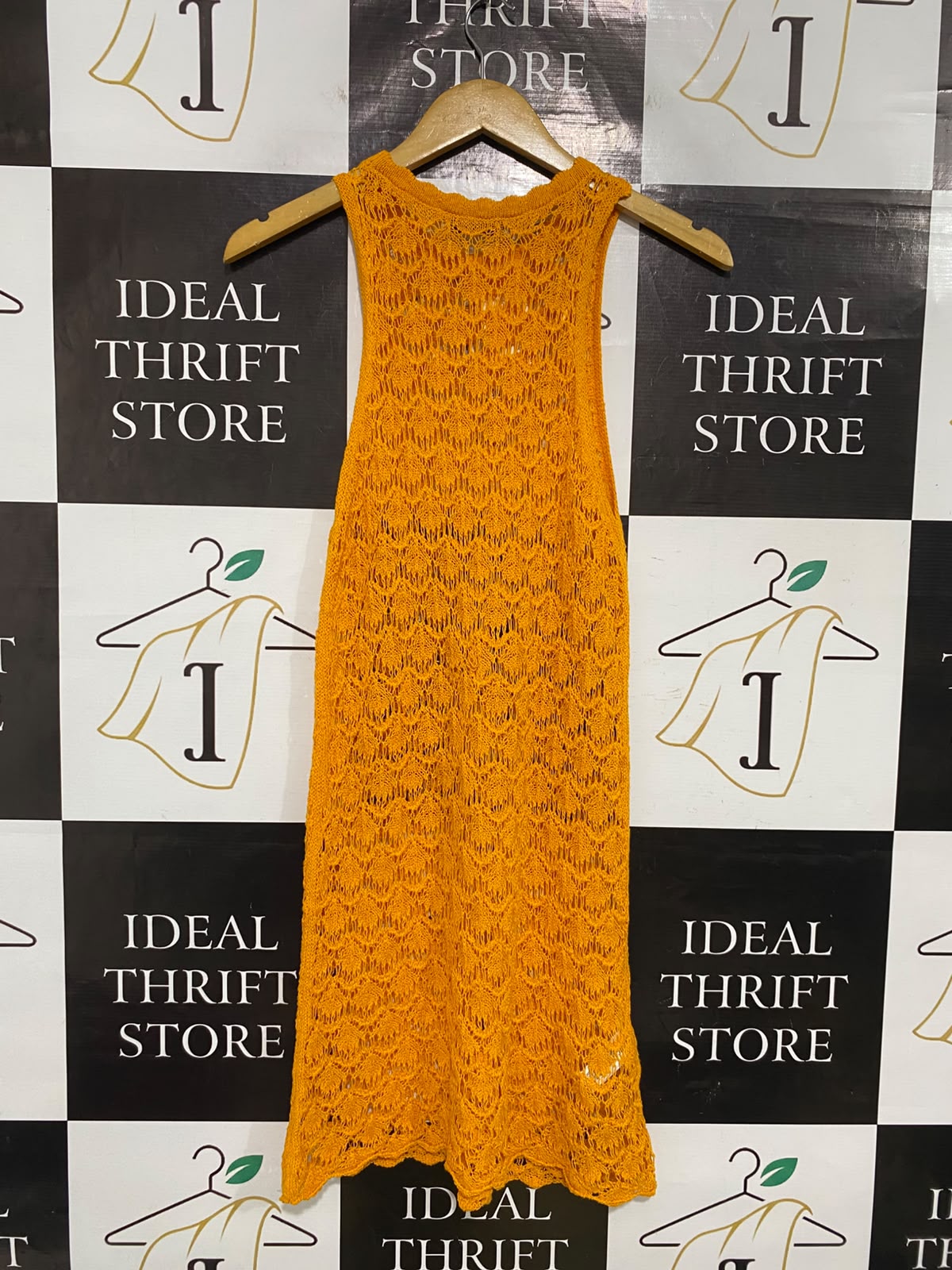 MNG |S| BUST 13| A52| MUSTARD CROCHET-STYLE KNIT TECHNICAL UTILITY MIDI DRESS