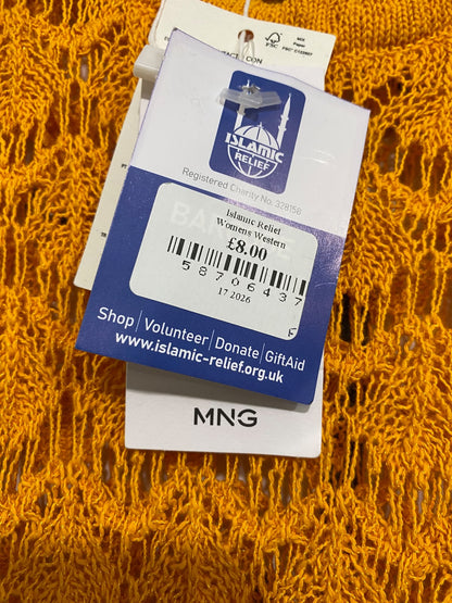 MNG |S| BUST 13| A52| MUSTARD CROCHET-STYLE KNIT TECHNICAL UTILITY MIDI DRESS