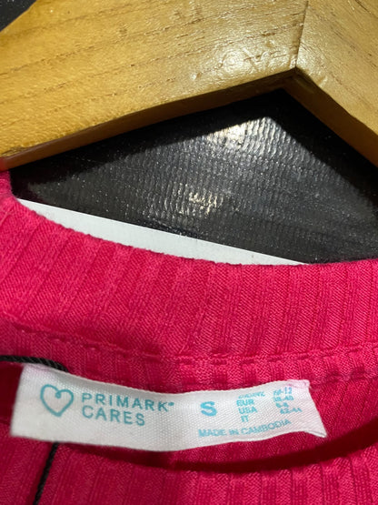 PRIMARK |S| BUST 13| A52| HOT PINK RIBBED CREW-NECK TECHNICAL UTILITY MIDI DRESS
