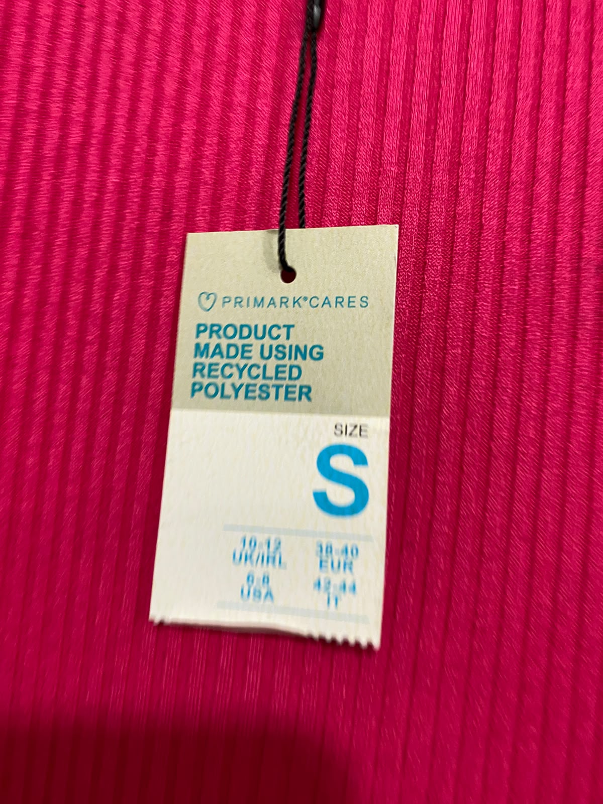 PRIMARK |S| BUST 13| A52| HOT PINK RIBBED CREW-NECK TECHNICAL UTILITY MIDI DRESS
