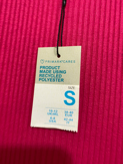 PRIMARK |S| BUST 13| A52| HOT PINK RIBBED CREW-NECK TECHNICAL UTILITY MIDI DRESS
