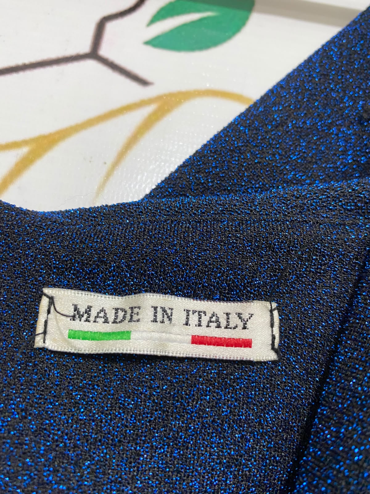MADE IN ITALY |S| BUST 14| A52| ROYAL BLUE SPARKLE COWL-NECK TECHNICAL UTILITY MAXI DRESS