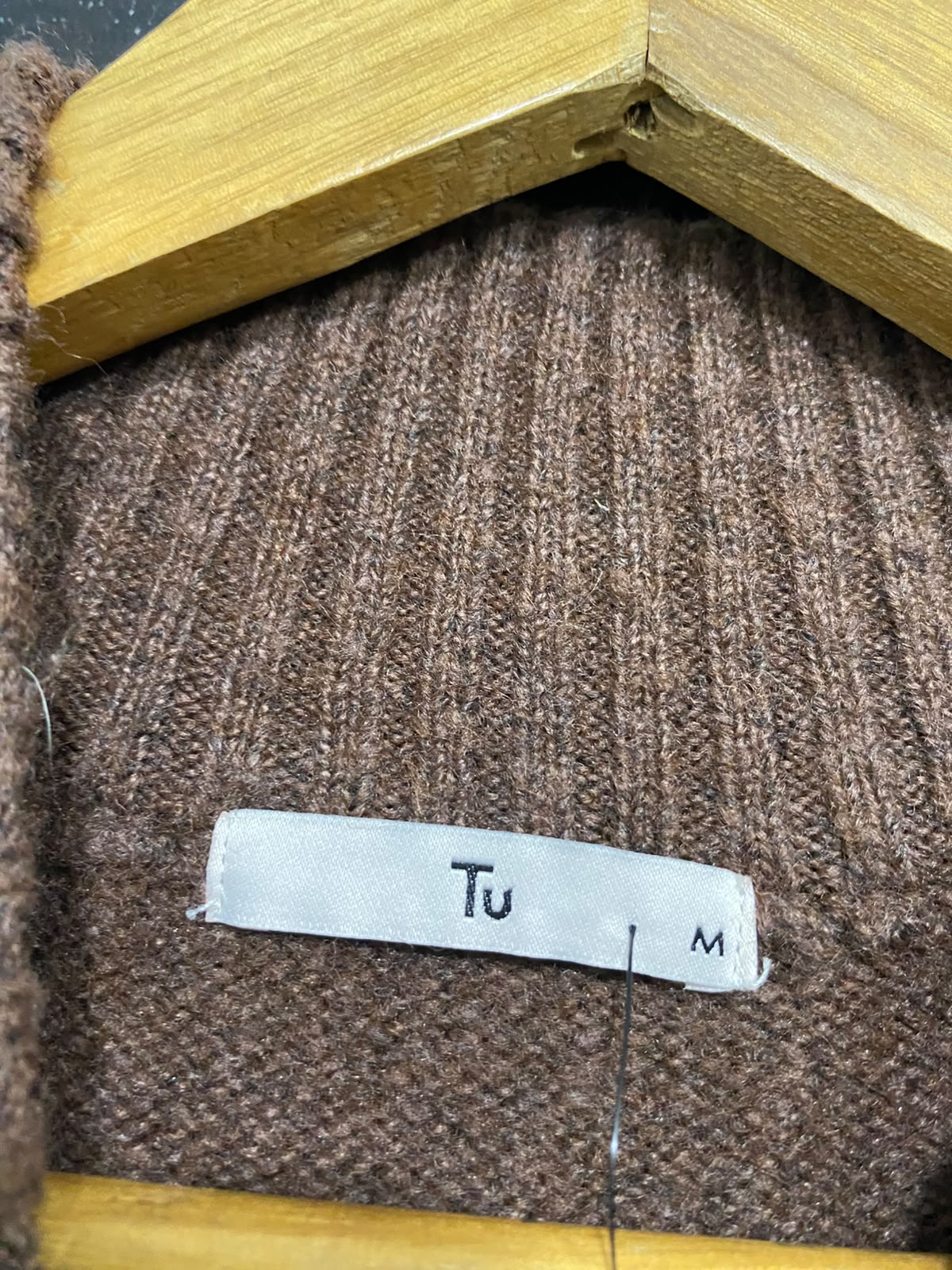 TU WOMAN |M| BUST 23| A52| BROWN RIBBED MOCK-NECK TECHNICAL UTILITY TUNICA SWEATER