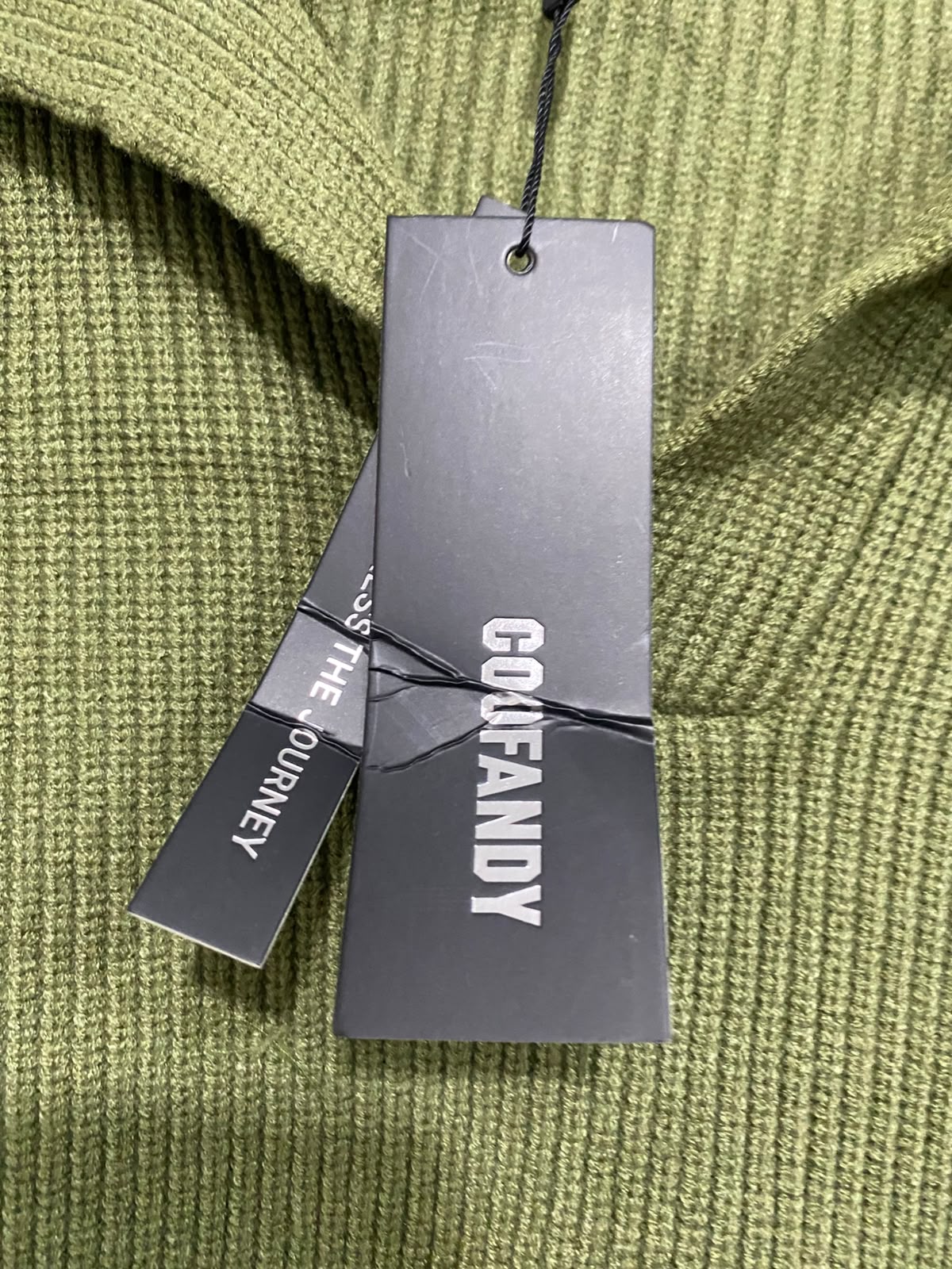 COOFANDY |XL| BUST 22| A52| OLIVE GREEN COLLARED TECHNICAL UTILITY KNIT SWEATER