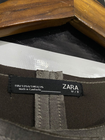 ZARA |S| BUST 20| A52| GREY SUEDE-EFFECT SNAP-FRONT TECHNICAL UTILITY COAT