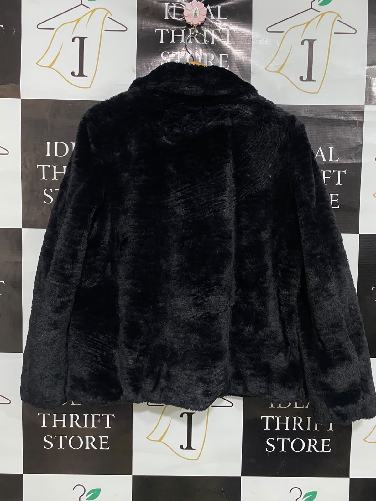 DOROTHY PERKINS |XL| BUST 23| A52| BLACK FAUX-FUR NOTCH-LAPEL TECHNICAL UTILITY JACKET