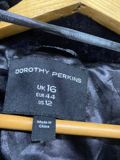 DOROTHY PERKINS |XL| BUST 23| A52| BLACK FAUX-FUR NOTCH-LAPEL TECHNICAL UTILITY JACKET