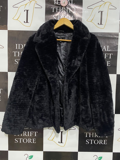 DOROTHY PERKINS |XL| BUST 23| A52| BLACK FAUX-FUR NOTCH-LAPEL TECHNICAL UTILITY JACKET