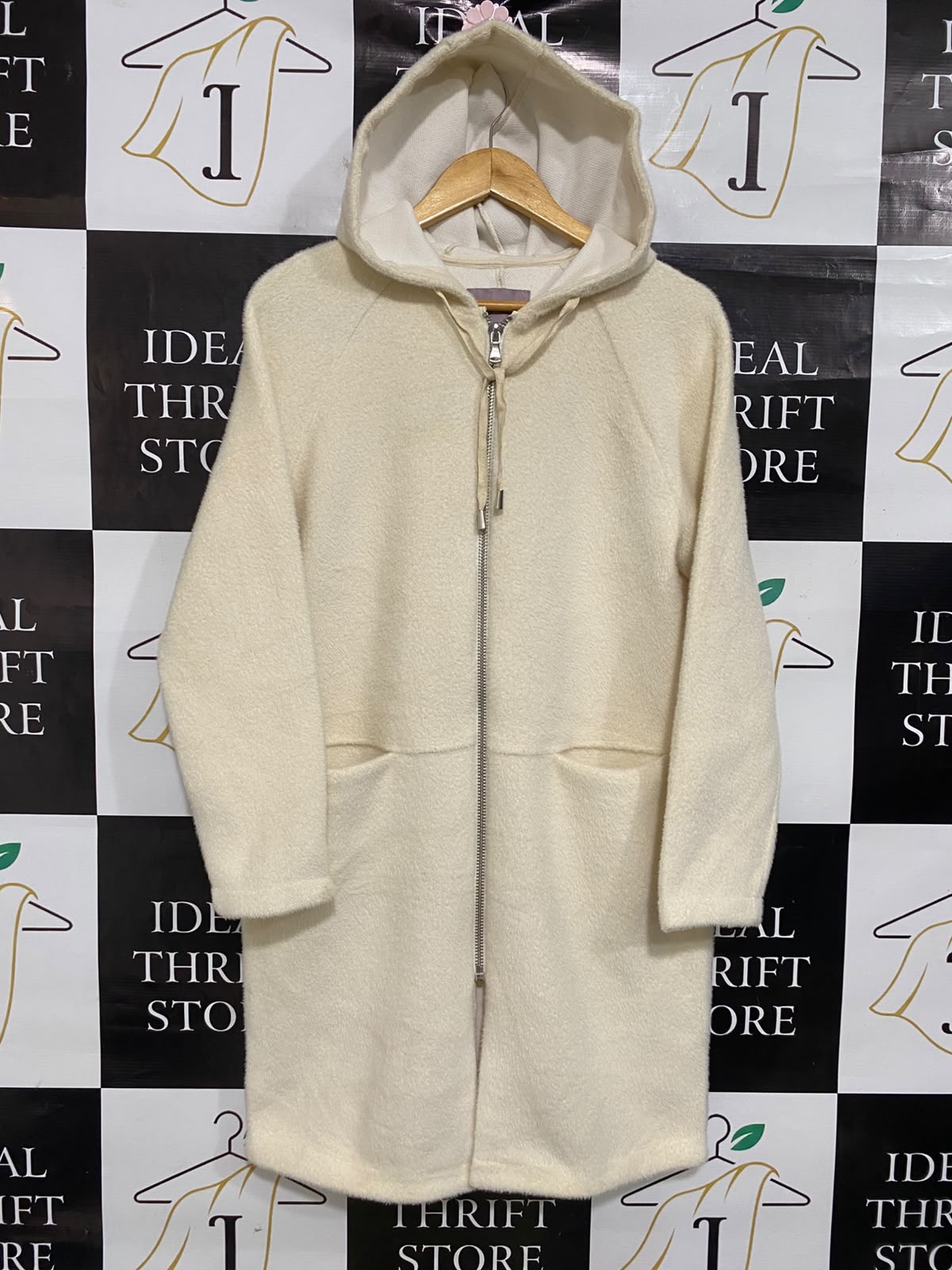 ANA JAKOBS |XS/S| BUST 20| A52| CREAM HOODED FULL-ZIP TECHNICAL UTILITY COAT