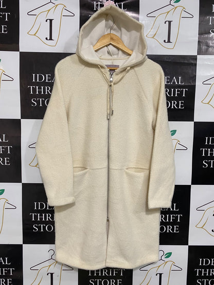 ANA JAKOBS |XS/S| BUST 20| A52| CREAM HOODED FULL-ZIP TECHNICAL UTILITY COAT
