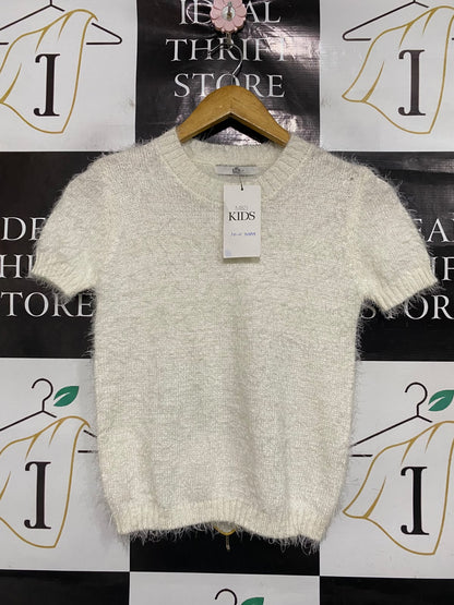 M&S |XS| BUST 16| A52| WHITE SHORT-SLEEVE TEXTURED TECHNICAL UTILITY TOP